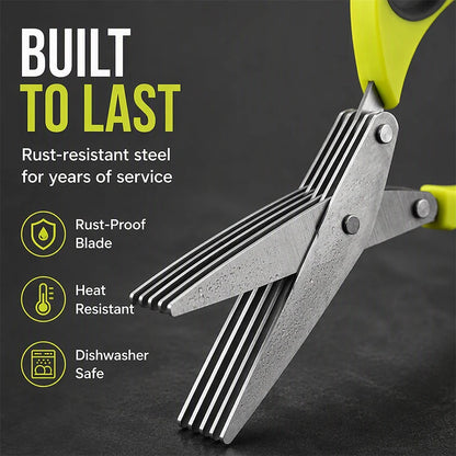 🔥⏳🔥 Limited-Time Buy 1 Get 1 Free! ⏰🔥 Multi-Layer Stainless Steel Kitchen Scissors – 5-Blade Herb Cutter with Ergonomic Handle – Ideal for Herbs, Scallions & Fresh Garnishes ✂️🌿