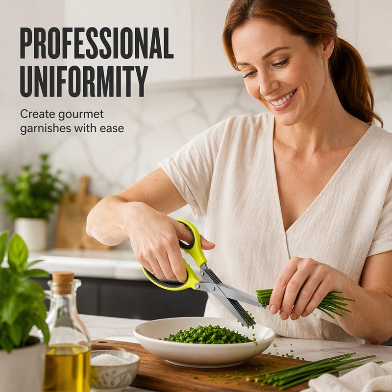 🔥⏳🔥 Limited-Time Buy 1 Get 1 Free! ⏰🔥 Multi-Layer Stainless Steel Kitchen Scissors – 5-Blade Herb Cutter with Ergonomic Handle – Ideal for Herbs, Scallions & Fresh Garnishes ✂️🌿