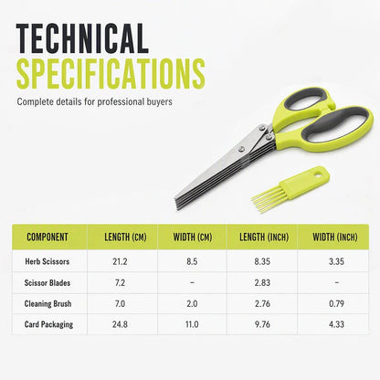 🔥⏳🔥 Limited-Time Buy 1 Get 1 Free! ⏰🔥 Multi-Layer Stainless Steel Kitchen Scissors – 5-Blade Herb Cutter with Ergonomic Handle – Ideal for Herbs, Scallions & Fresh Garnishes ✂️🌿