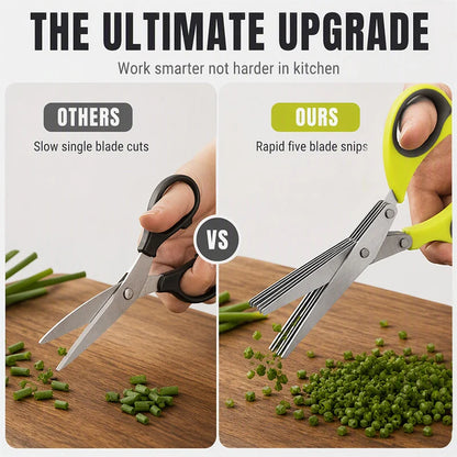 🔥⏳🔥 Limited-Time Buy 1 Get 1 Free! ⏰🔥 Multi-Layer Stainless Steel Kitchen Scissors – 5-Blade Herb Cutter with Ergonomic Handle – Ideal for Herbs, Scallions & Fresh Garnishes ✂️🌿
