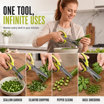 🔥⏳🔥 Limited-Time Buy 1 Get 1 Free! ⏰🔥 Multi-Layer Stainless Steel Kitchen Scissors – 5-Blade Herb Cutter with Ergonomic Handle – Ideal for Herbs, Scallions & Fresh Garnishes ✂️🌿
