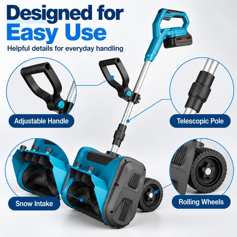 ✅ Foldable & detachable lithium snow thrower, high power for fast snow clearing!