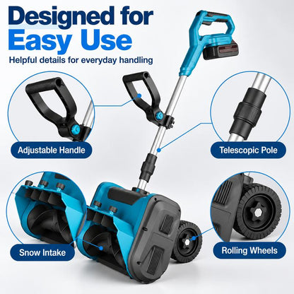 ✅ Foldable & detachable lithium snow thrower, high power for fast snow clearing!