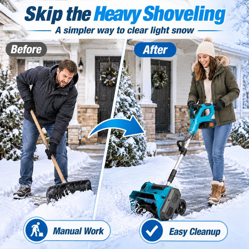 ✅ Foldable & detachable lithium snow thrower, high power for fast snow clearing!