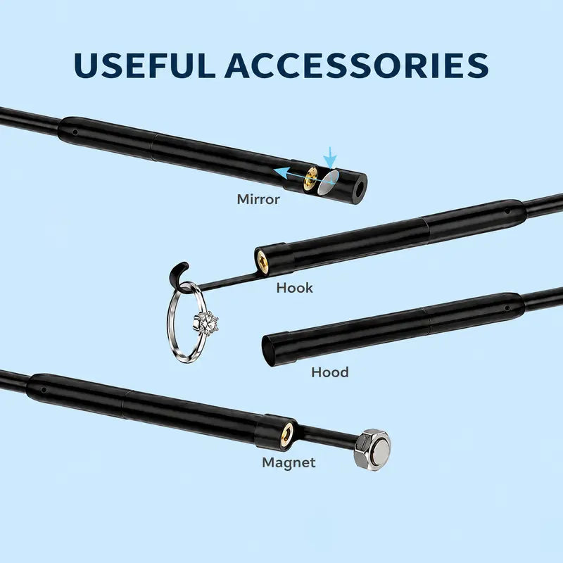 🔍 1920×1440 HD Endoscope Camera – 3.5M Semi-Rigid Cable, 8 Adjustable LED Lights & IP67 Waterproof Probe