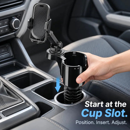🚗 2-in-1 Car Cup Holder Expander with Adjustable Phone Mount for Everyday Driving