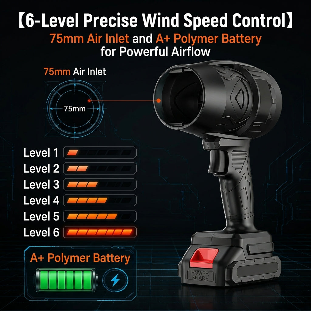 Wireless Lithium Battery Storm Blower, High-Power Rechargeable Blower, Industrial Dust Cleaner, Industrial Blower Tool Box