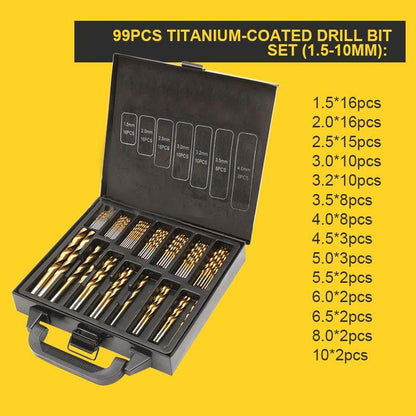 🔥First 50 customers enjoy 50% off 🔧 99-Piece Titanium Coated Drill Bit Set