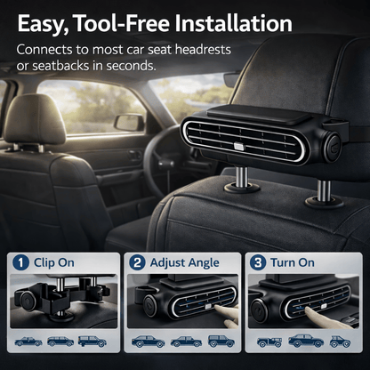🔥 Wireless Universal Car Seat Cooling Fan for Front & Back Seats, Heat Relief Air Ventilation Cushion Fan Stop Sweaty Sticky Backs on Hot Summer Drives