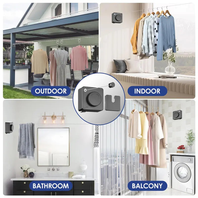 🔥Space-Saving Invisible Wall Mounted Clothesline With Slow Auto Retraction