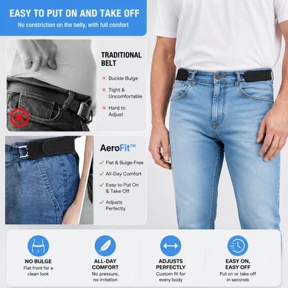 Hook & Loop Stretch Lazy Waist Belt with Durable Metal Hook, Fully Adjustable Comfort Elastic Waistband, Universal Convenient Buckle-Free Belt for All Body Types