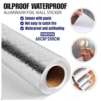 ✨No More Greasy Kitchen Walls – Waterproof Aluminum Foil Peel & Stick Wall Protector