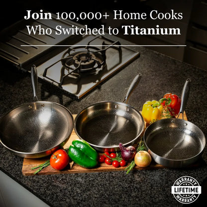 Siraat titanium hammered pans with fresh peppers: join 100,000+ home cooks who switched to titanium