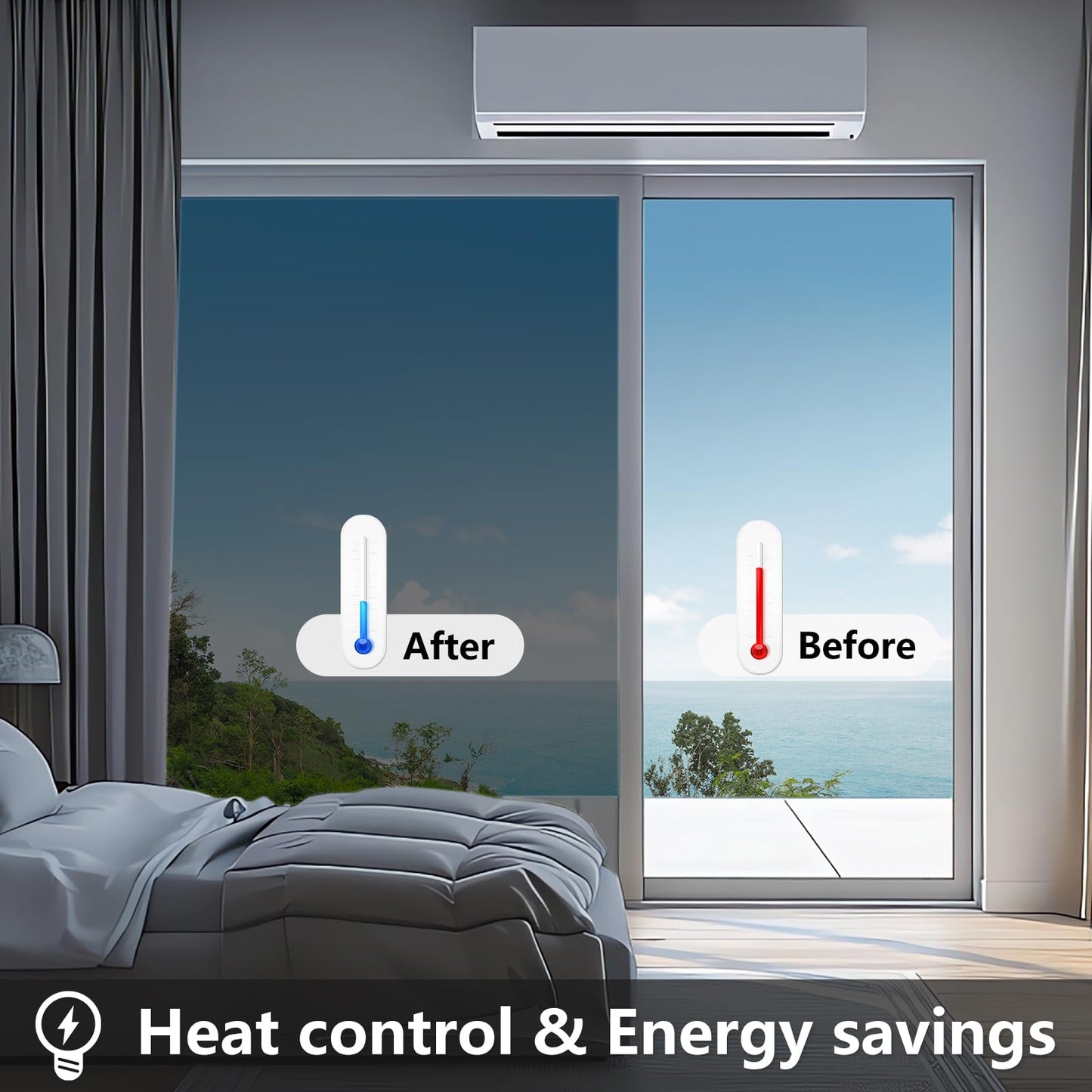 🏠One Way Window Privacy Film Heat Control UV Blocking Mirror Film For Home Privacy And Energy Saving