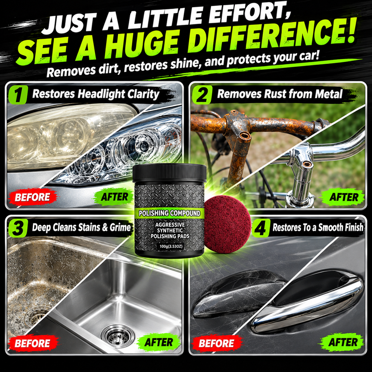 🪑Furniture Polishing Paste, Gentle Cleaning, Restoration & Gloss Maintenance, Multi-Material Furniture Care Cream