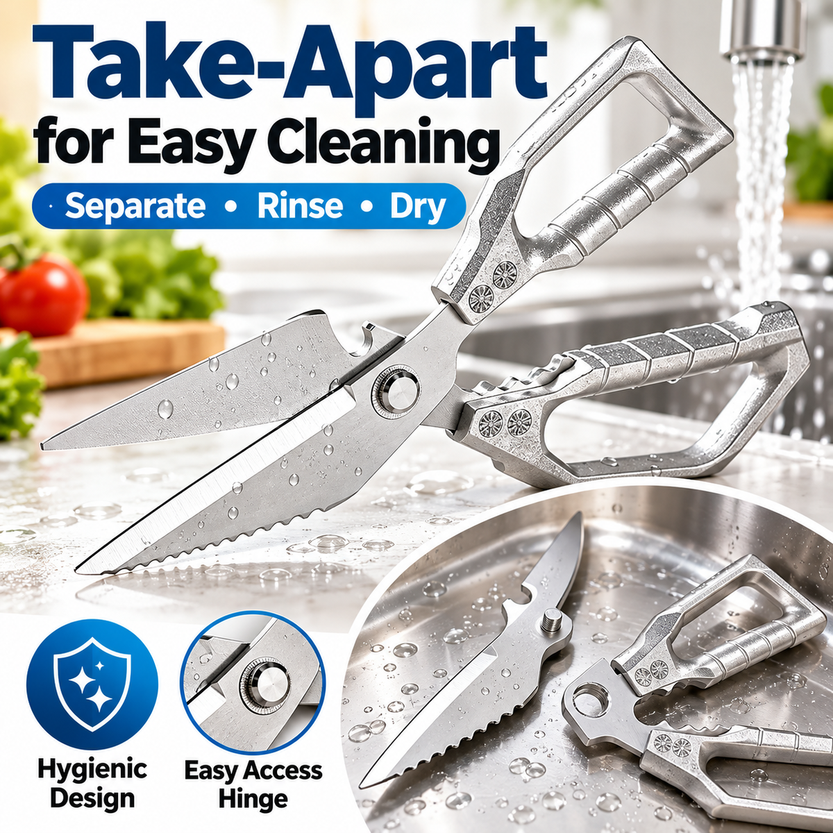 🔪🔥 7-in-1 Heavy-Duty Kitchen Shears | Detachable Stainless Steel Food Scissors