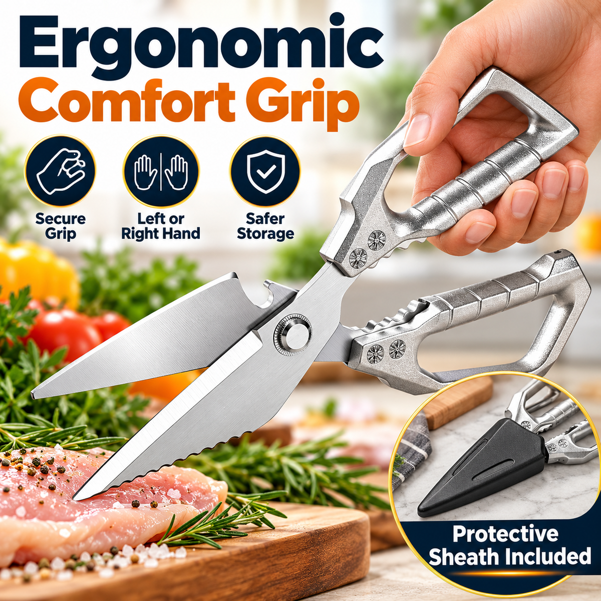 🔪🔥 7-in-1 Heavy-Duty Kitchen Shears | Detachable Stainless Steel Food Scissors
