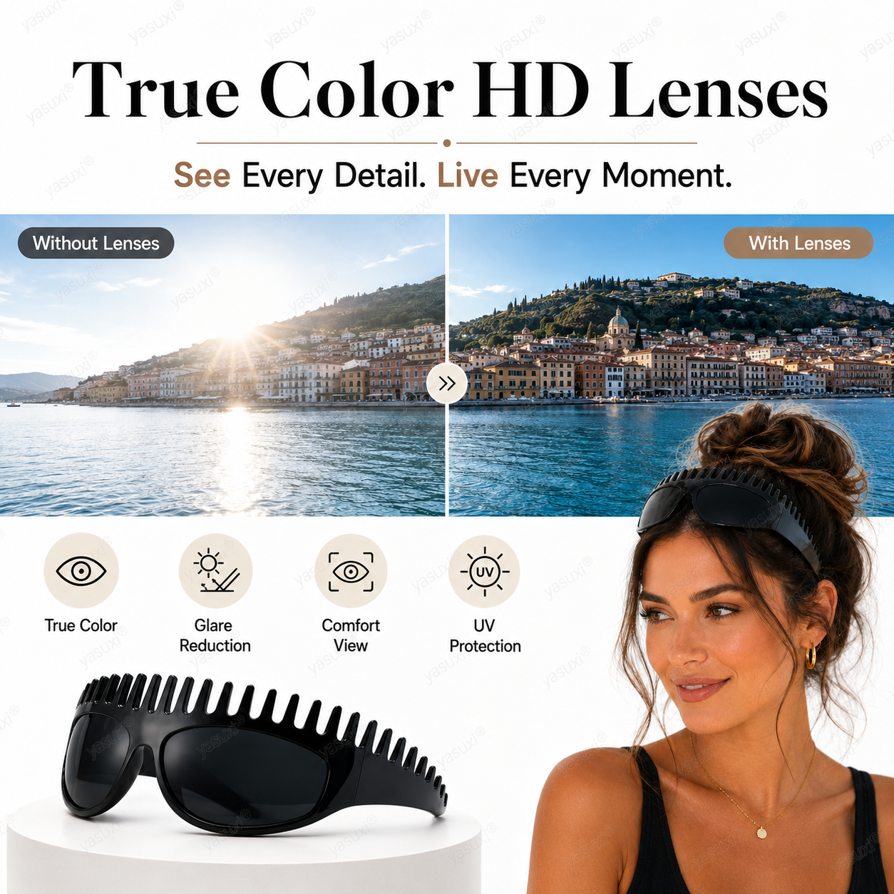 ✨New Fashion Square Sunglasses for Women – Light Luxury, UV Protection, Oversized Frame, Versatile & Streetwear Stylish! 🕶️