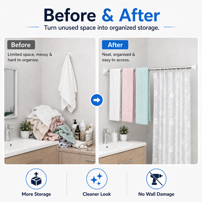 📢📢70% OFF !! ⏰ Telescopic Clothing Rod – Extendable & Space-Saving ✨