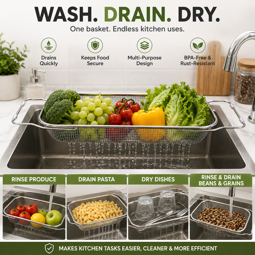 🔥Retractable Sink Drain Basket｜Maximize Your Kitchen Sink Space