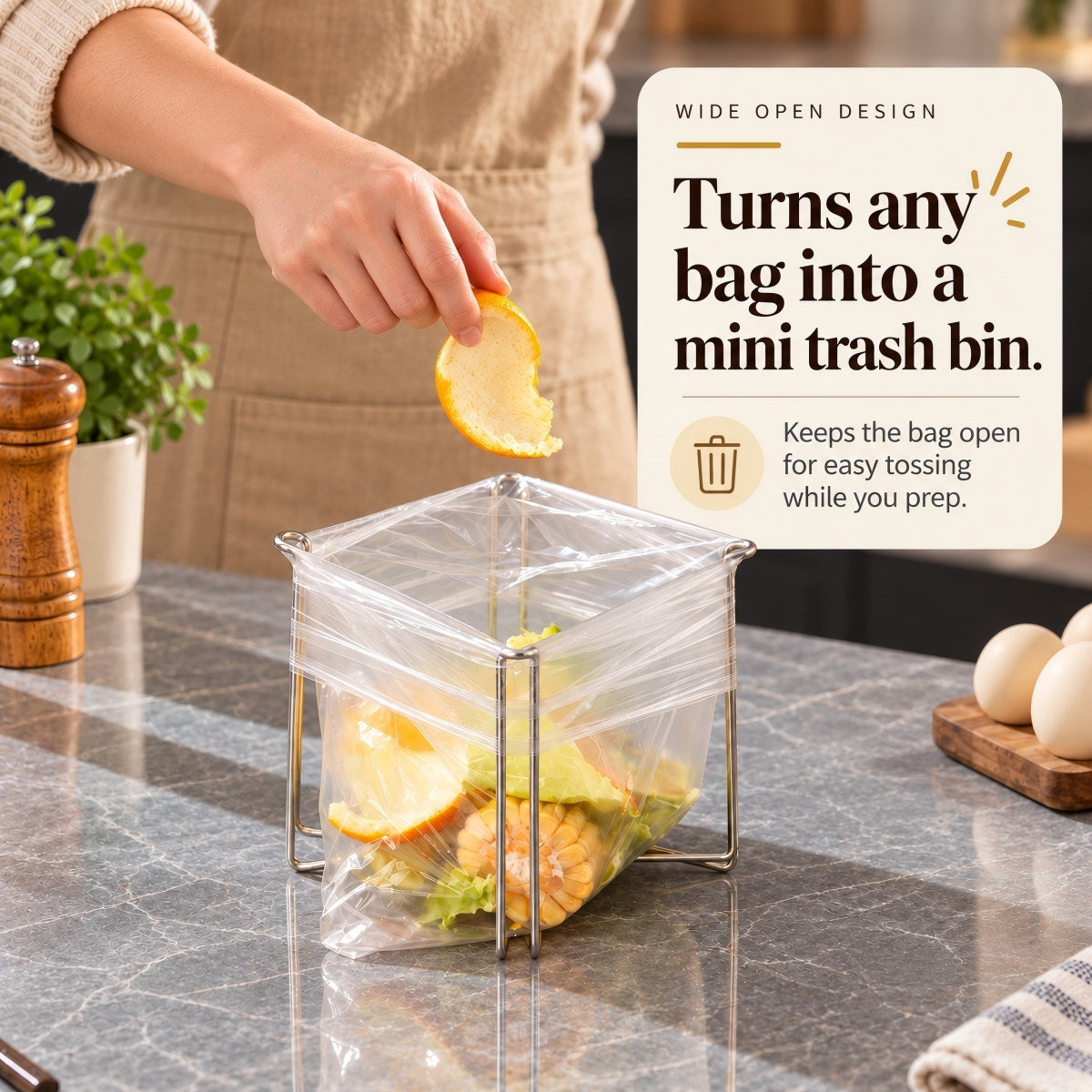 🔥Buy 1 Get 1 Free🗑️Foldable 304 Stainless Steel Countertop Trash Bag Holder