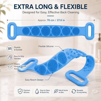 🛁Double-Sided Silicone Back Scrubber for Deep Exfoliating & Full Body Cleansing