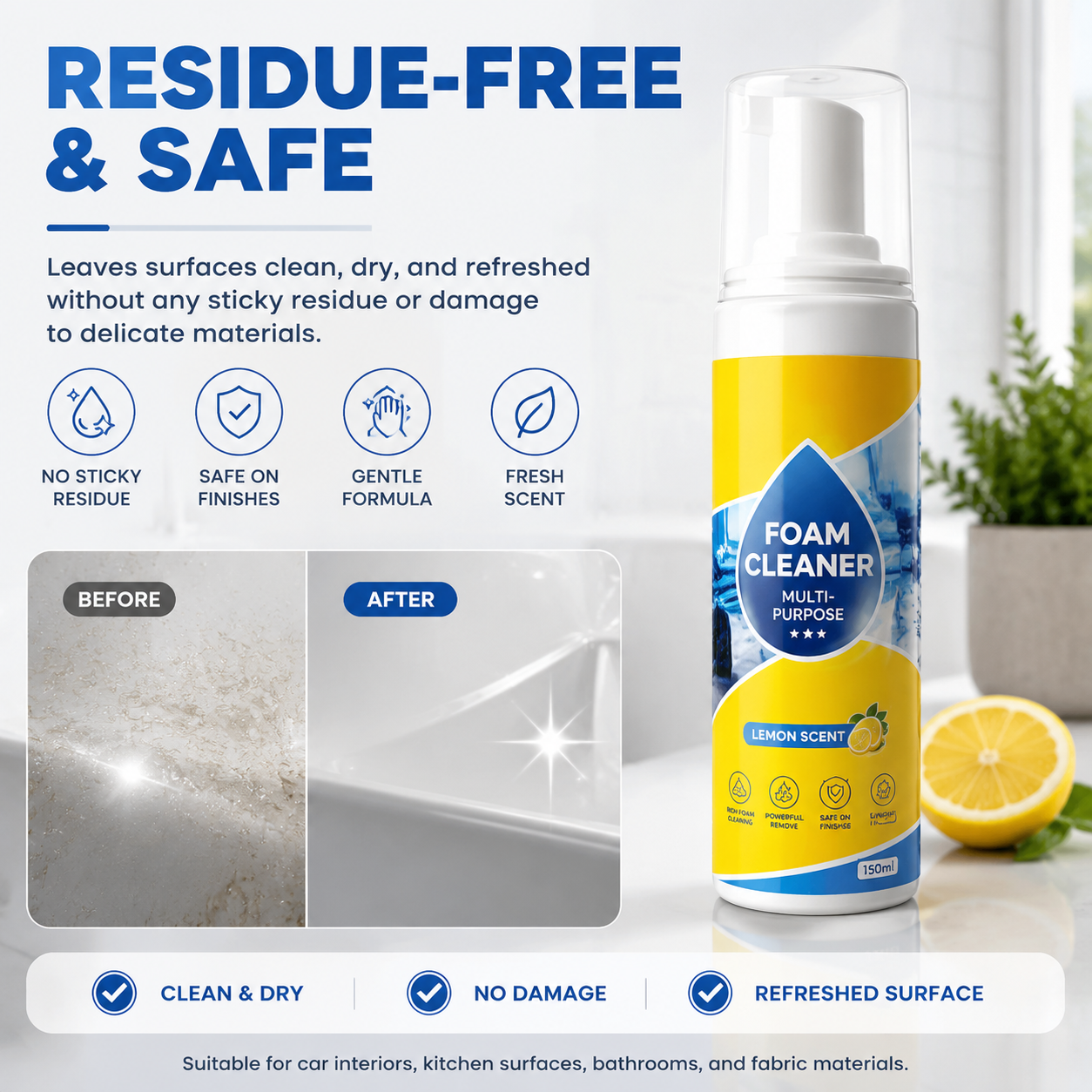 ✨ Powerful Enzyme Foam Cleaner For Stubborn Stains On Any Surface