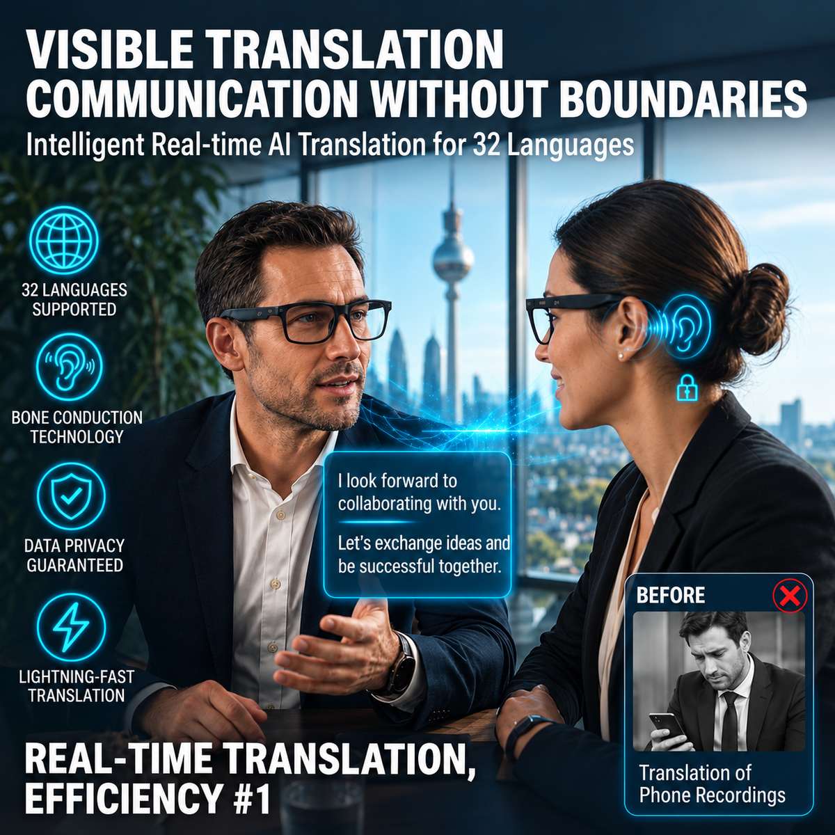 🔥AI Smart Glasses-Supporting Real-Time AI Language Translation.