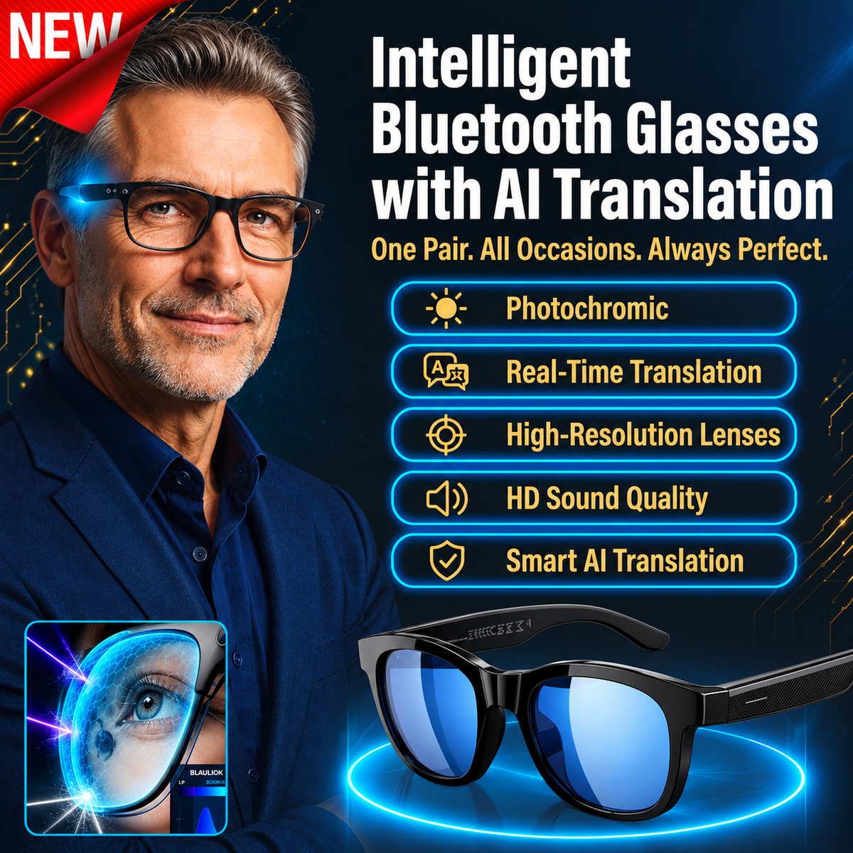 🔥AI Smart Glasses-Supporting Real-Time AI Language Translation.