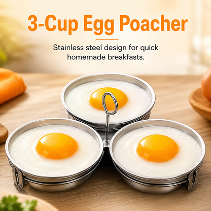 🎉  Over 14,000 Sold! 🍳 3-in-1 Stainless Steel Egg Poacher