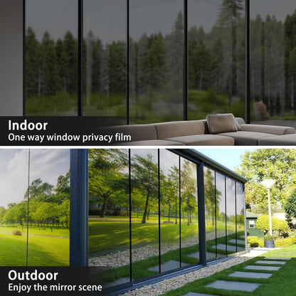 🏠One Way Window Privacy Film Heat Control UV Blocking Mirror Film For Home Privacy And Energy Saving