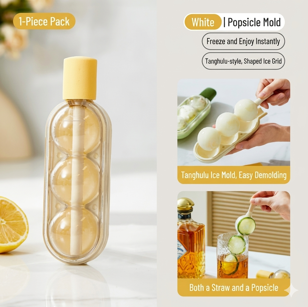 🔥Hot Sale🔥 Reusable Ice Cube Tray with Built-in Straw Multi-Purpose Home Bar Tool