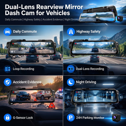 💥50% OFF 🚗🎥Dual-Lens Rearview Mirror Dash Cam