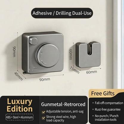 🧺 Retractable Stainless Steel Clothesline – Dry More, Save Space
