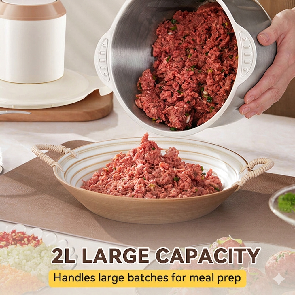 ✨Large Capacity Electric Meat Grinder, Fast Grinding Stainless Steel Kitchen Food Chopper for Home Daily Use