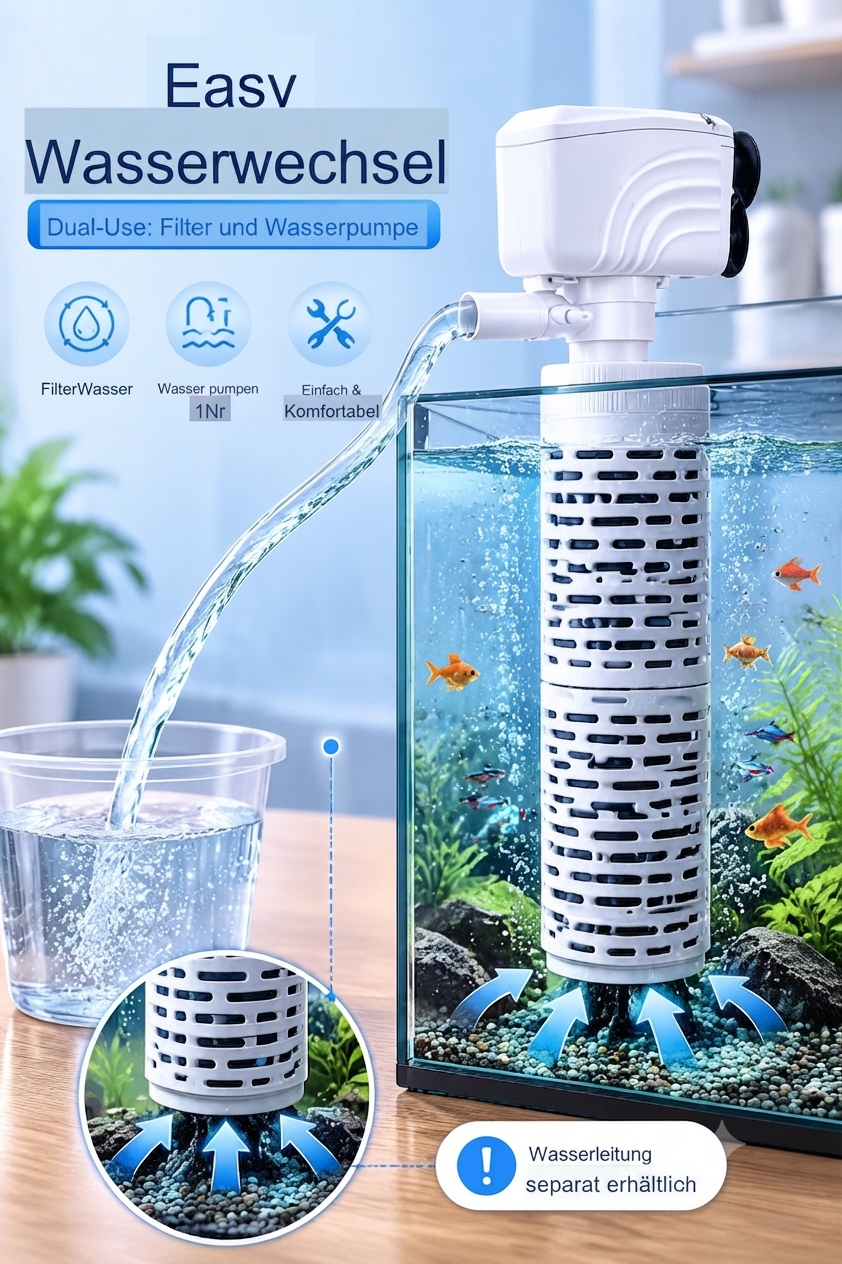 🔥Zeitlich begrenztes Angebot – 6-in-1-Aquariumfilter – Filtration, Sauerstoffanreicherung & Wasserumwälzung