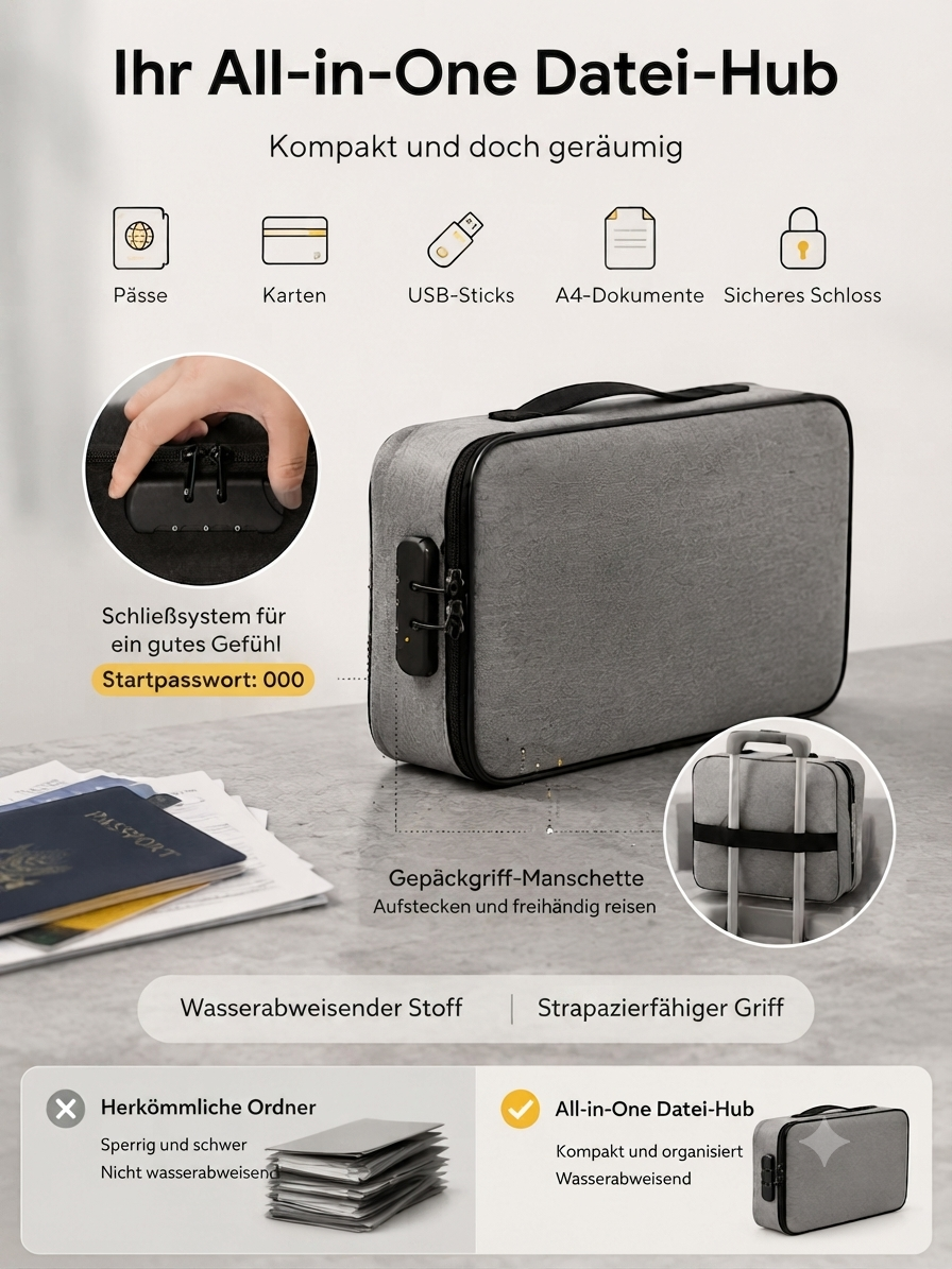 🔥Dokumententasche mit mehreren Fächern | Bewahren Sie alle wichtigen Zertifikate sicher und ordentlich auf