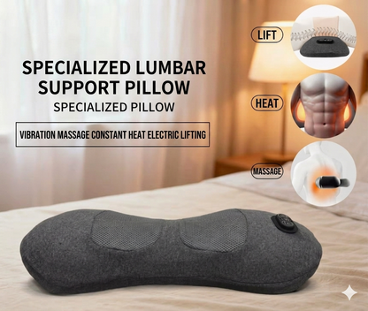 Relieve pain with this ergonomically designed electric lumbar massage pillow - 3D kneading, heated support, suitable for office, car, and home use.