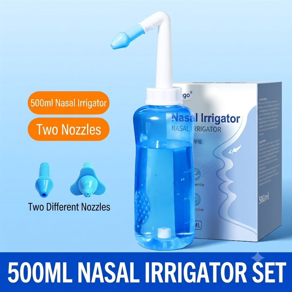 🔥Manual Nasal Irrigator For Adults Kids | Home Sinus Rinse Kit With Special Nasal Salt