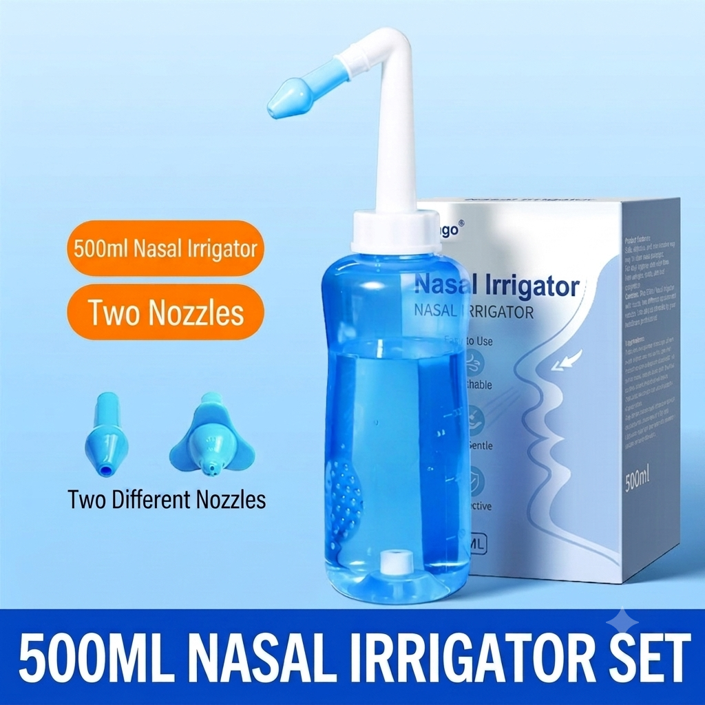 🔥Manual Nasal Irrigator For Adults Kids | Home Sinus Rinse Kit With Special Nasal Salt