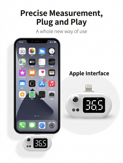 🔥Plug-In Phone Thermometer｜No Battery, Instant Accurate Non-Contact Temp Reading