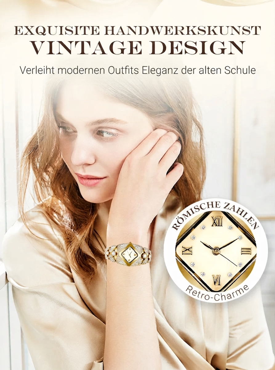 ⏳50% RABATT auf Vintage-Quarzuhr mit Strassbesatz