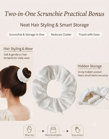 ✨Sparkly Rhinestone Hair Scrunchie With Hidden Zipper Pocket