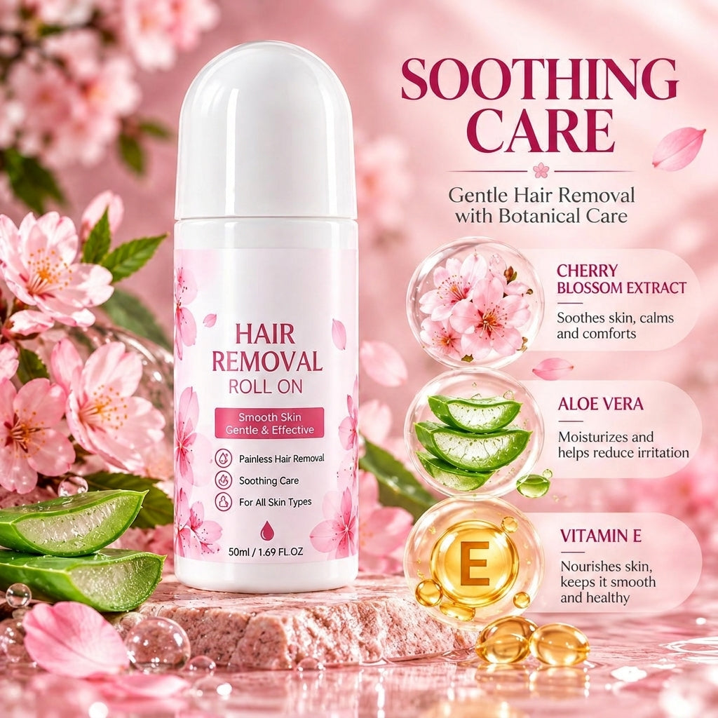 🌿Gentle Roll-On Hair Removal - Specially designed for delicate areas; easy to apply and ideal for sensitive skin.