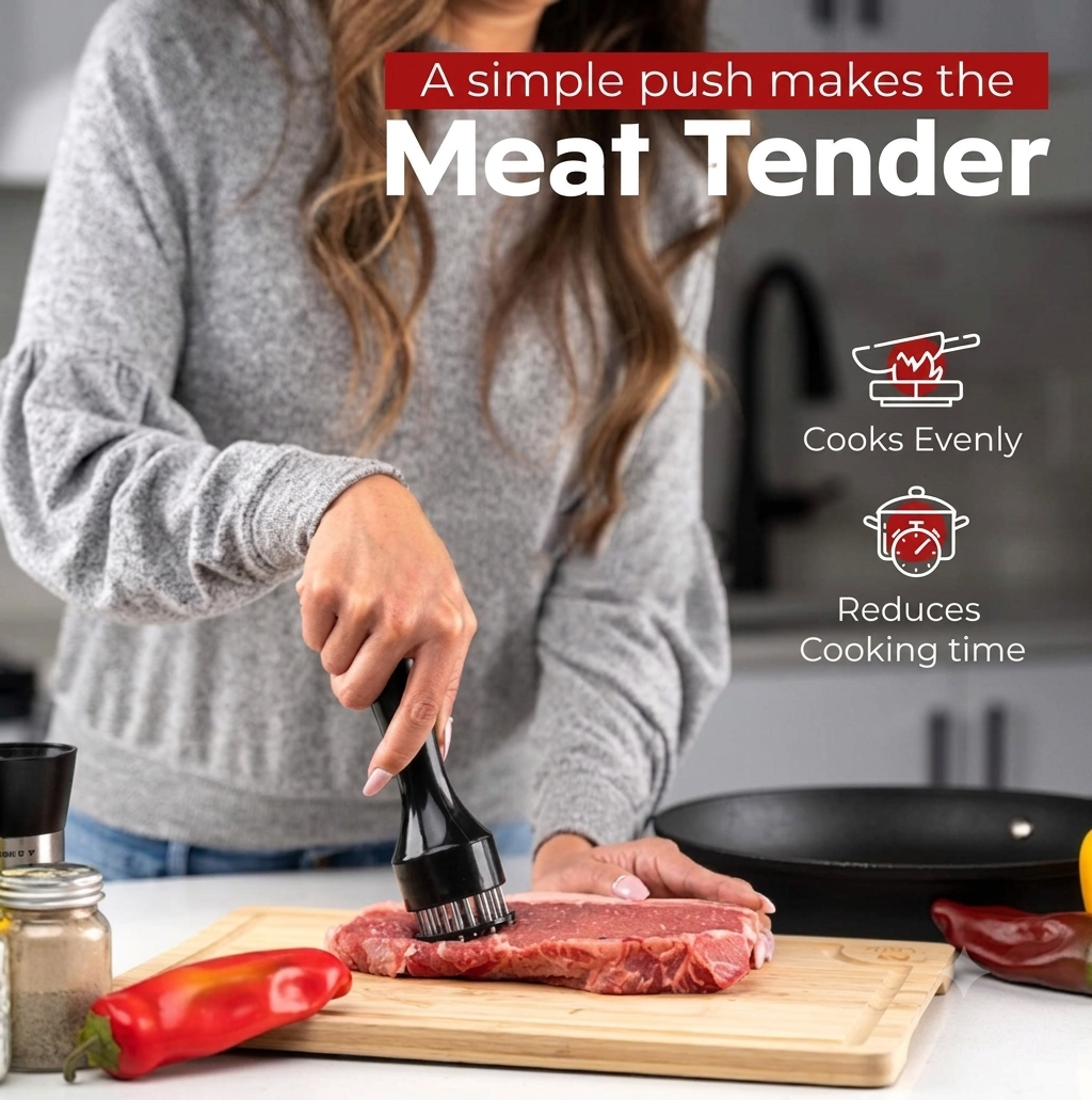 🔥50% OFF! Stainless Steel Meat Tenderizer Needle – Juicy Flavorful Steaks Every Time
