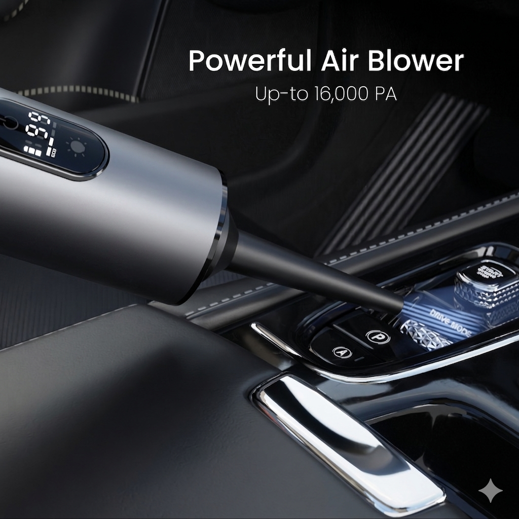 Handheld Brushless Car Vacuum, Wireless 2-in-1 Suction & Blower Dust Cleaner
