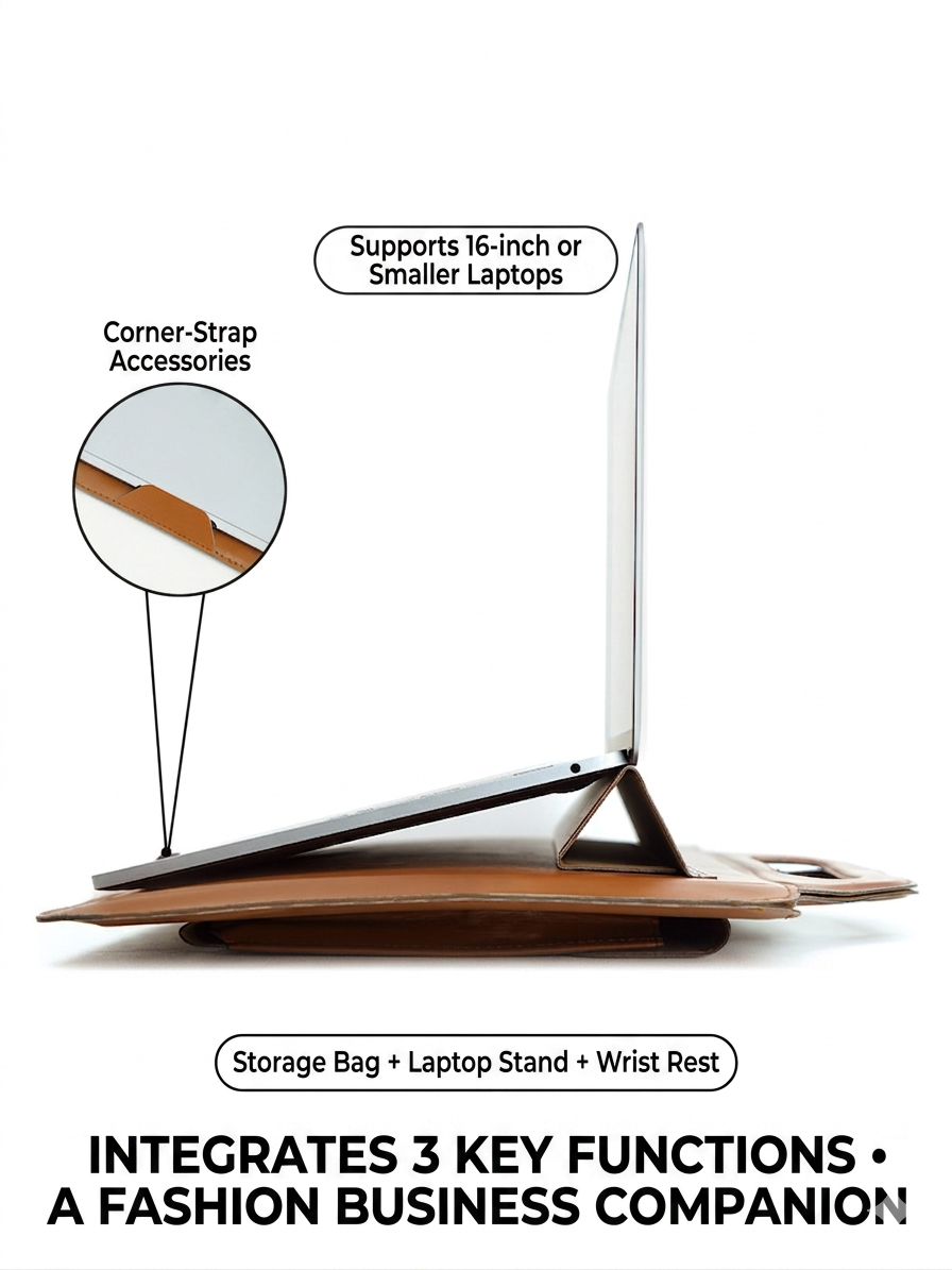 Laptop & Tablet Bag with Built-In Adjustable Stand, Portable Protective Notebook Sleeve for Daily Work Travel