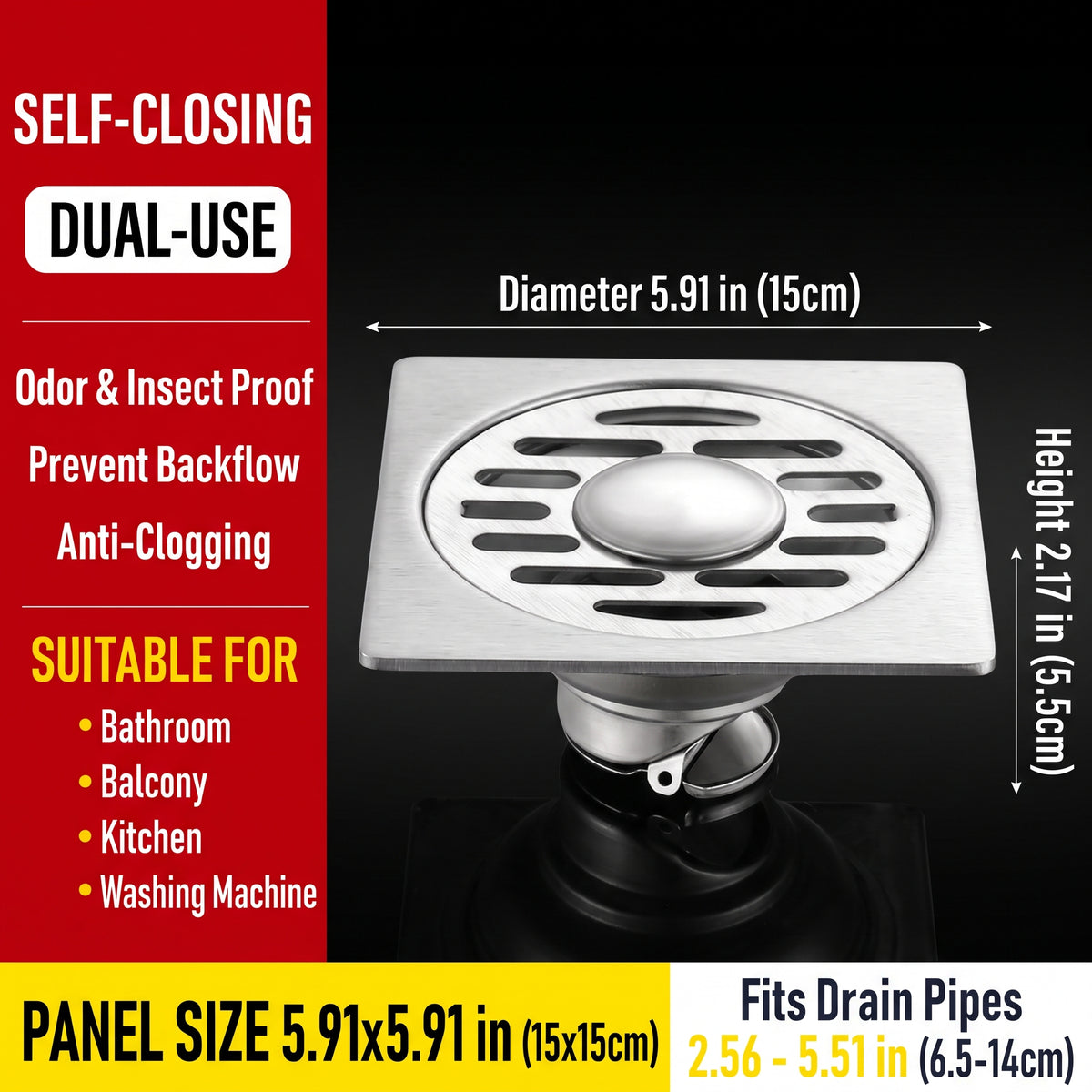 💥50% OFF 🛁Thickened Stainless Steel Anti-Odor & Anti-Pest Floor Drain
