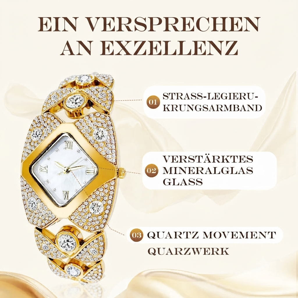 ⏳50% RABATT auf Vintage-Quarzuhr mit Strassbesatz