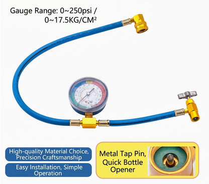 🔧 Save 50% now! ❄️ R134a A/C Refrigerant Charging Hose with Pressure Gauge — Leak-proof design, clear readings; compatible with cars, trucks, and home air conditioners.